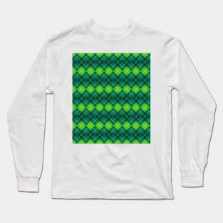 Green Argyle Pattern Long Sleeve T-Shirt